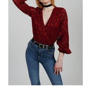 Women’s Band Of The Free Agatha Merlot Surplice Bodysuit